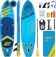 FIVE LAKE Five-13 Planche de Stand Up Paddle (SUP) gonflable de 11' certifiée CE, capacité de 430 lbs, comprend aileron+pagaie+laisse+prise de air+kit de réparation