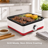 OEM&ODM 2 en 1 800W 70 à 200 ° Grill électrique et marmite à fondue en aluminium à température réglable pour légumes, barbecue, viande, ragoût