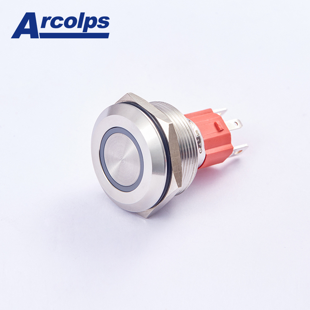 IP67 Self-Locking 19mm Metal Push Button Switch On/Off On/Off Push Button Switch with 10A Max. Current and 250V Max. Voltage