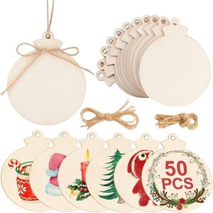 Etiquetas navideñas creativas de madera en blanco para decoración, adornos festivos, bolas navideñas de dibujos animados DIY, etiquetas de colores, en stock para envío transfronterizo. - Product Image 5