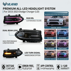 <span class=keywords><strong>Faro</strong></span> Anteriore VLAND con Luci Diurne <span class=keywords><strong>RGB</strong></span> a LED per Dodge Charger GT RT SRT 2015-2023 - Product Image 2