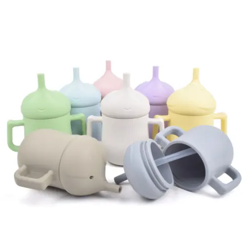 Food Grade Baby Silicone Water Cups For Baby With Drinking Cup Straw Baby Supplies Products