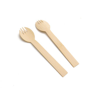 ช้อนส้อมไม้ไผ่คุณภาพสูงสำหรับงานแต่งงาน แบบ 2 in 1 ใช้ได้สองแบบ ขนาด 17 ซม. ขายส่ง - Product Image 6