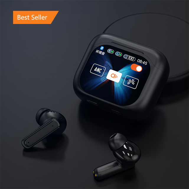 ANC Active Noise Cancellation TWS Earbuds Touch Control LCD Screen HiFi Earphones Headphones Featuring Super Bass Premium ENC