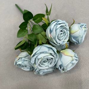 7 cabezas paquete Rosa flor borde rizado rosa <span class=keywords><strong>para</strong></span> fiesta de boda hacer una propuesta decoración día de San Valentín flor <span class=keywords><strong>artificial</strong></span> - Product Image 5