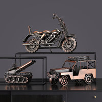 Modèle de moto et de voiture rétro nostalgique en alliage, fait main, pour décoration de bureau à domicile, d'armoire à vin et d'étagère, cadeau idéal pour la maison