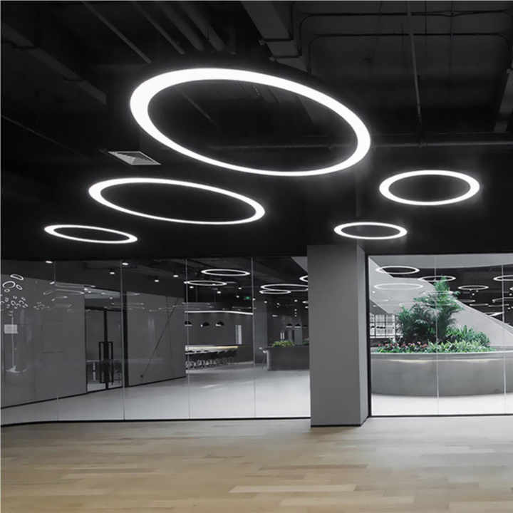 Home Decorative Modern Living Room Hotel Circle Hanging Pendant Light New Design 3 Ring Acrylic Gold Luxury Round Led Chandelier