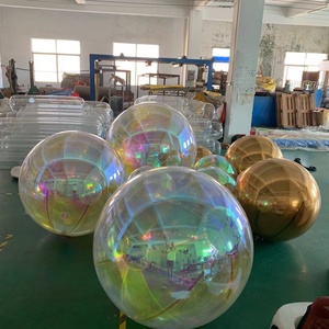 Esferas inflables metálicas-<span class=keywords><strong>Esfera</strong></span> de espejo de oro <span class=keywords><strong>gigante</strong></span> iridiscente Bola de decoración inflable de Pvc de Navidad para exteriores - Product Image 2