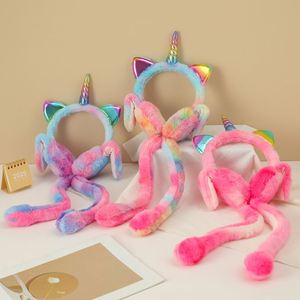 Chauffe-oreilles créatifs en peluche avec cornes, doux et colorés, chauffe-oreilles licorne d'hiver, jouet en peluche pour enfants - Product Image 6