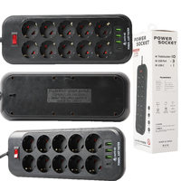 Multiprise anti-surtension UE 6/8/10 prises avec 3 ports USB + Type-C à charge rapide, rallonge 16A