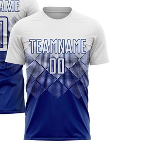 Camiseta de Fútbol Blanca y Azul de Manga Corta, Uniforme Deportivo Transpirable de Secado Rápido para Entrenamientos, Partidos y Equipos Atléticos - Product Image 2