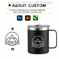 Vaso Térmico de Viaje de Acero Inoxidable de Doble Pared con Logotipo Personalizado, 12oz/14oz, Taza de Café Aislada con Asa para Camping