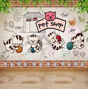 Fond d'écran auto-adhésif de dessin animé Anime mignon chat et <span class=keywords><strong>chien</strong></span> - Product Image 2