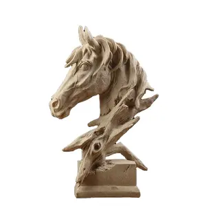 Cerf Éléphant lion Tête de cheval En Résine Animale Sculpture Décoration De La Maison Accessoires Décor Tête D'animal En Résine Statue