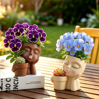 Pot de fleurs créatif en forme de poupée avec cils, pour plantes succulentes, décoration de bureau et de balcon, ornement floral en pot au design original