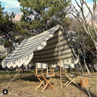 Tente en toile à rayures de Bohème, abri tipi à décor de franges pour camping en plein air et loisirs de jardin
