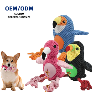 OEM ODM Birthday Gift Squeaky Chew Dog Cute Animal <strong>Parrot</strong> Soft Plush <strong>Toy</strong> Teething Cotton Plush Dog <strong>Toys</strong> Custom logo Color - Product Image 1