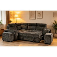 Canapé-lit futon deux places en tissu de style européen OEM en forme de L avec rangement, convertible en chaise longue, pour salon, mobilier de salon