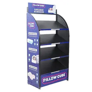 Showroom Boutique Bedding Silk Memory Foam Neck Pillow Case Seat Cushions Metal Storage Display Rack Stand