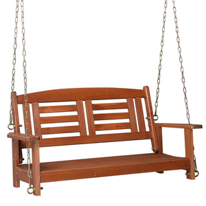 Columpio de madera doble marrón rojizo DB con cadena 500lbs capacidad 112*53*52cm DB para columpios de Patio - Product Image 2