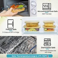 Récipients de stockage des aliments en verre avec couvercles en bambou, lot de 4 récipients en verre pour la préparation des repas Boîte à lunch Bento