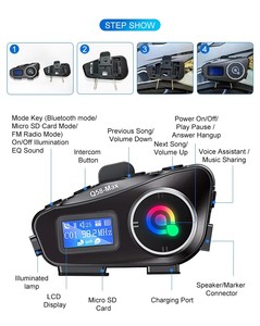 Sistema de Intercomunicación para Casco de Motocicleta Q58 <span class=keywords><strong>Max</strong></span> con Pantalla LCD, Iluminación LED, Impermeable, Cancelación de Ruido, Batería de 5.3 1000mAh - Product Image 3