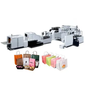 30-220pcs/min 15kw Square Bottom Simple Flat Handle Paper Shopping Bag Making Machines With Twist Handle To Make Paper Bags