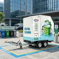 Camion de lavage de poubelles mobile entièrement automatique en acier inoxydable, nettoyage à haute pression à l'eau chaude