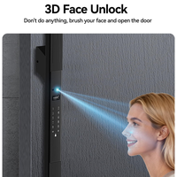 Serrure Intelligente Automatique pour la Maison avec Poignée Longue, Application Tuya, Reconnaissance d'Empreintes Digitales et Faciale 3D, en Alliage d'Aluminium, Contrôle par Clé, pour Porte en Bois