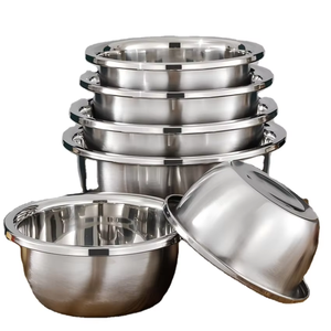 Tazones para Mezclar de Acero Inoxidable de Alta Calidad, Diseño Europeo OEM, Personalizables, Duraderos, con Colador para Ensaladas, Apilables, Aptos para Microondas - Product Image 1