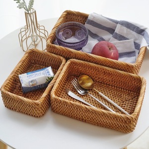 Handmade Rattan Woven Fruit <b>Basket</b> Retro Storage <b>Basket</b> Living Room Home Coffee Table Dried Fruit Plate Round - Product Image 4