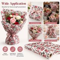 Papier d'emballage pour fleurs, série solide Blooming Flowers, imprimé à l'encre sur film OPP, imperméable, pour arrangements floraux