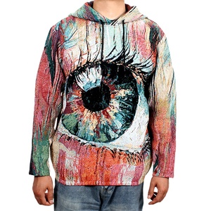 Personalizzato <span class=keywords><strong>Eye</strong></span> Painting Jacquard tessuto arazzo fusione felpe misto cotone arazzo <span class=keywords><strong>abbigliamento</strong></span> e felpe con cappuccio - Product Image 1