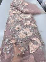 Dentelle perlée nigériane de luxe en maille brodée de sequins, tissu en dentelle filet pour robe de mariée pour filles - Grande vente