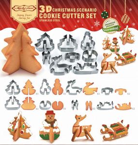 Ensemble de 8 emporte-pièces de Noël, moules à biscuits de Noël 3D en acier inoxydable avec emballage en boîte cadeau - Product Image 3