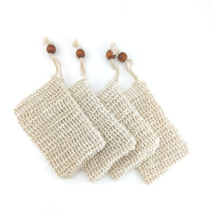 Vbatty Sisal Soap Bag Exfoliating Bag Natural Cotton mesh Soap Pouch with Drawstring
