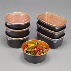 <b>Gold</b> Foil Silver Foil Paper Salad Bowl Paper Disposable Soup <b>Cups</b> With Lid Takeout Food Lunch Box Noodles Paper Containers - Product Image 4