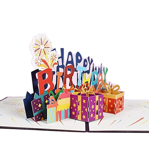 Cartes de vœux 3D pop-up joyeuses anniversaires avec impression colorée, carte de note et enveloppe - Product Image 2