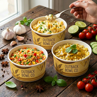 Bol en papier kraft jetable imprimé sur mesure biodégradable, boîte à lunch en papier, conteneur alimentaire en papier de qualité alimentaire pour nouilles et salades à emporter