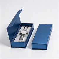 Boîte à montre de luxe avec logo personnalisé, emballage de luxe, boîte à montre bleue avec aimant, étui cadeau pour montre, boîtes à montre de voyage
