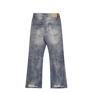 Pantalones vaqueros holgados personalizados de pierna recta para hombre, pantalones vaqueros sueltos lavados y desgastados, a la moda para verano, otoño e invierno, informales - Product Image 2