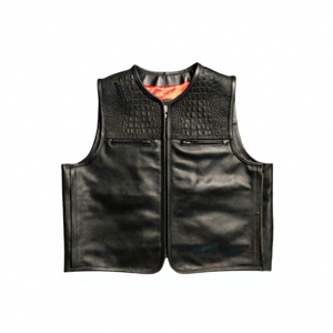 Chaleco de Motociclista para Hombre, de Poliéster/Algodón, con Cierre de Cremallera en Relieve, Cuello en V, Color Personalizado, para Otoño - Product Image 1