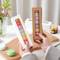 Boîte à macarons de pâtisserie de haute qualité, boîte à biscuits de qualité alimentaire avec couvercle rabattable, finition mate, boîte à biscuits carrée avec fenêtre