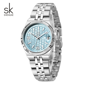 Montre femme de luxe à texture élégante, bracelet en acier à sept maillons, étanche 3ATM, mouvement à quartz - Product Image 1