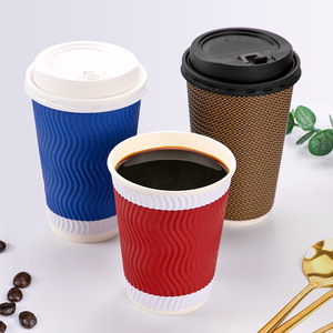 Logo imprimé personnalisé tasses à café chaudes jetables 8oz 10oz 12oz à double paroi avec couvercle gobelet en papier double - Product Image 2