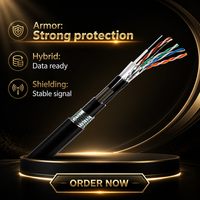 Câble de communication blindé hybride à fibre optique CAT6A U FTP 23AWG 4 paires monomode G657A1 avec gaine en acier corrugué