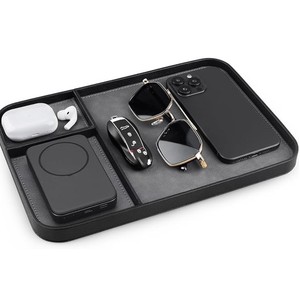 Cross-border leather bedside <b>table</b> storage tray, European minimalist desktop organizing tray for mobile phones, watches and - Product Image 5