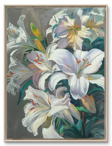 Peinture à l'huile originale peinte à la main, Lys Blanc, Impressionniste, Art floral sur <span class=keywords><strong>toile</strong></span>, Cadre en bois, Décoration écologique pour la maison, Salon - Product Image 3