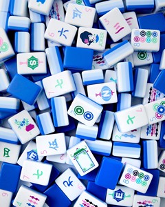 Oh My <span class=keywords><strong>Lola</strong></span> - Fichas de Mahjong Azules Frescas con Patrón Grabado con Láser, Juego de Mahjong Acrílico de Cuatro Capas, Estilo Americano, para Casino - Product Image 1
