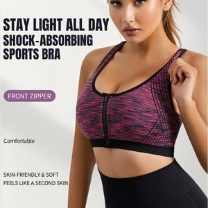 <span class=keywords><strong>Sujetador</strong></span> deportivo sexy personalizable con <span class=keywords><strong>cremallera</strong></span> frontal, top de yoga con diseño de espalda en forma de I, top deportivo para entrenamiento y running con absorción de impactos y efecto push-up - Product Image 2